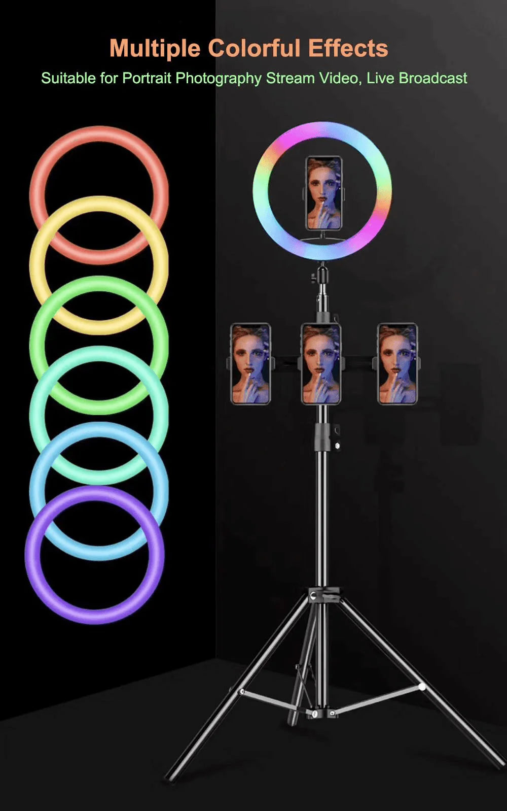MJ-30 RGB LED Soft Ring Light with Stand - Selfie Light for Photography, Makeup & Live Streaming - Saif Al Najmi Kw